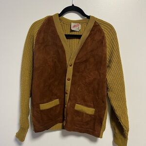 Vintage White Ram Calgary Canada Panel Cardigan Sweater 60s 70s